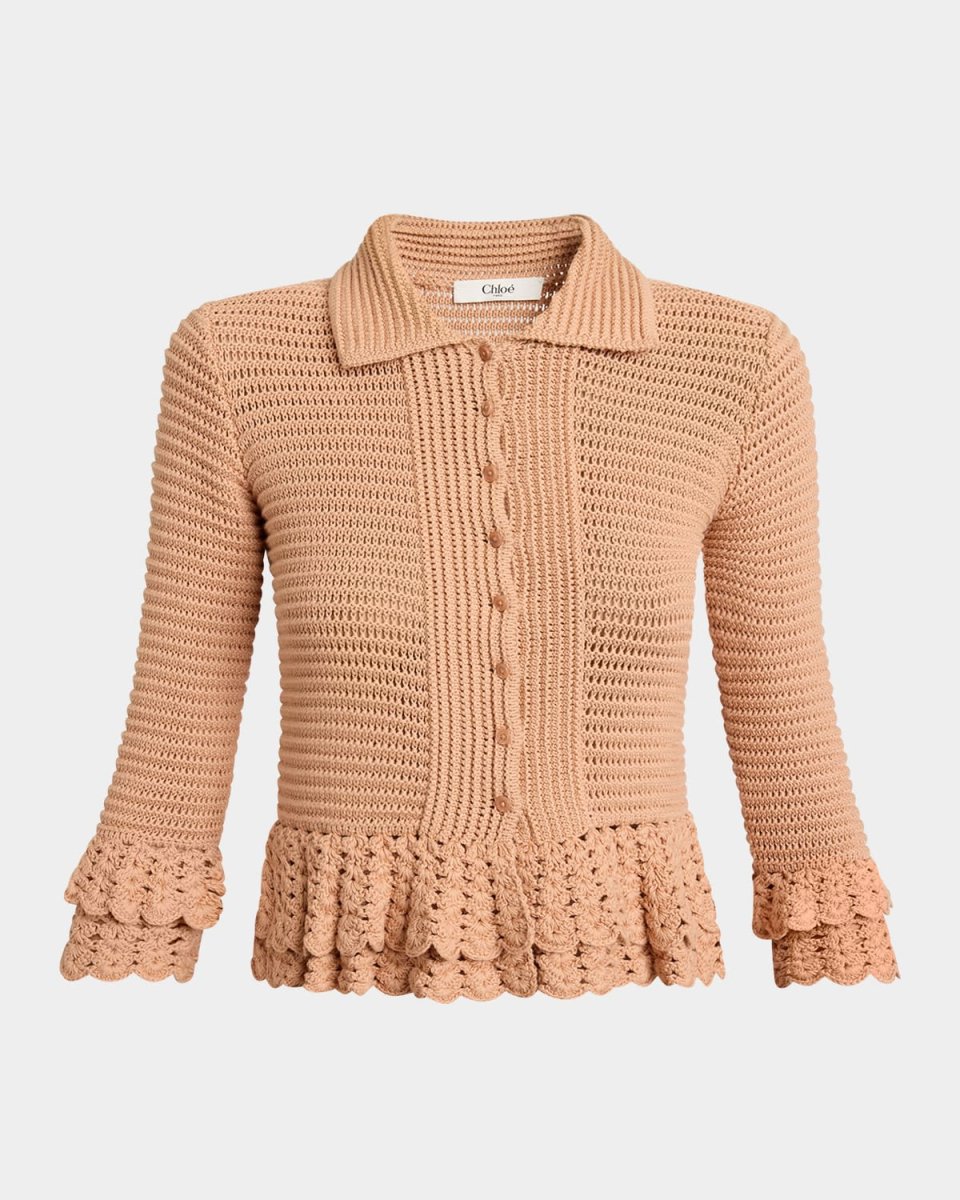 Scalloped Ruffle Collared Cardigan
